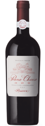 bottle image of masca del tacco piano chiuso primitivo di manduria red wine from puglia italy