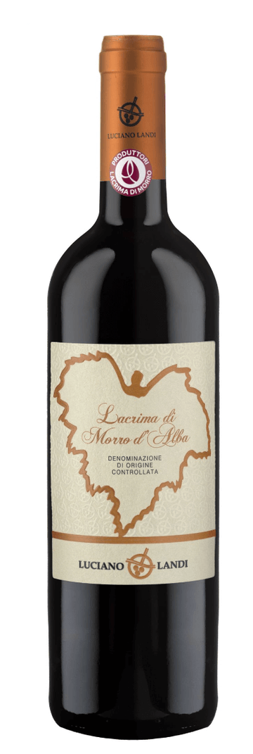 bottle image of luciano landi lacrima di morro alba red wine from le marche italy imported by navigli wines australia
