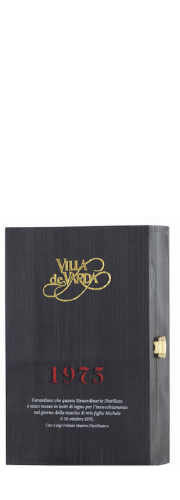 navigli wines image of a pine wood gift box for the villa de varda brandy 1975 aged 40 years from trentino in italy