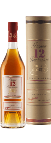 Bottle image of Villa De Varda Grappa Gran Riserva 12 Generazioni from Trentino, a  grappa aged in barrels previously used for whisky in elegant gift box - exclusive to Australia from Navigli Italian Wines & Spirits